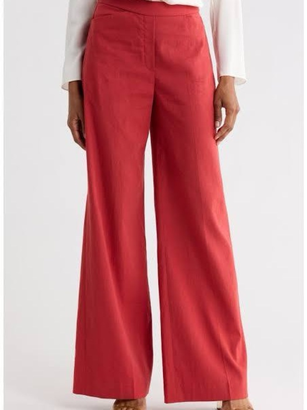 Theory Red Linen blend Wide-Leg Pants Size 6